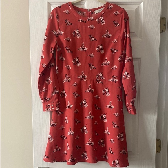 Ann Taylor Loft Floral Red Dress - Picture 1 of 5